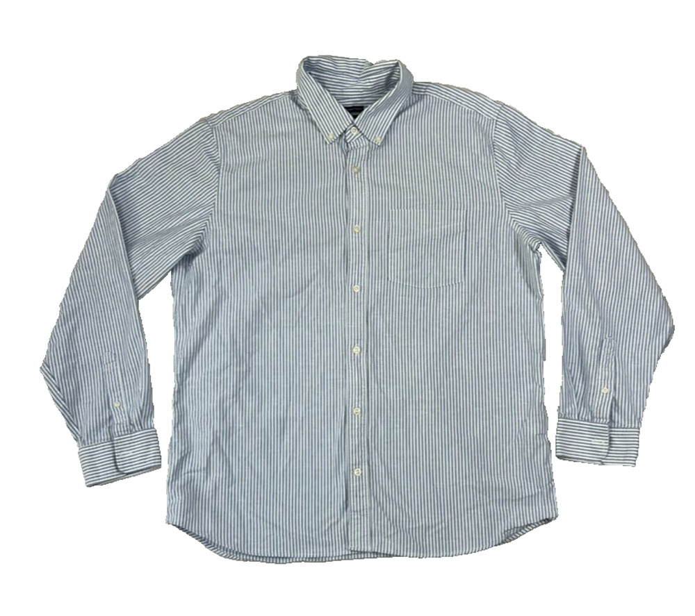 GAP Oxford Shirt Mens XL Standard Fit Stretch Button Down Blue Candy Striped